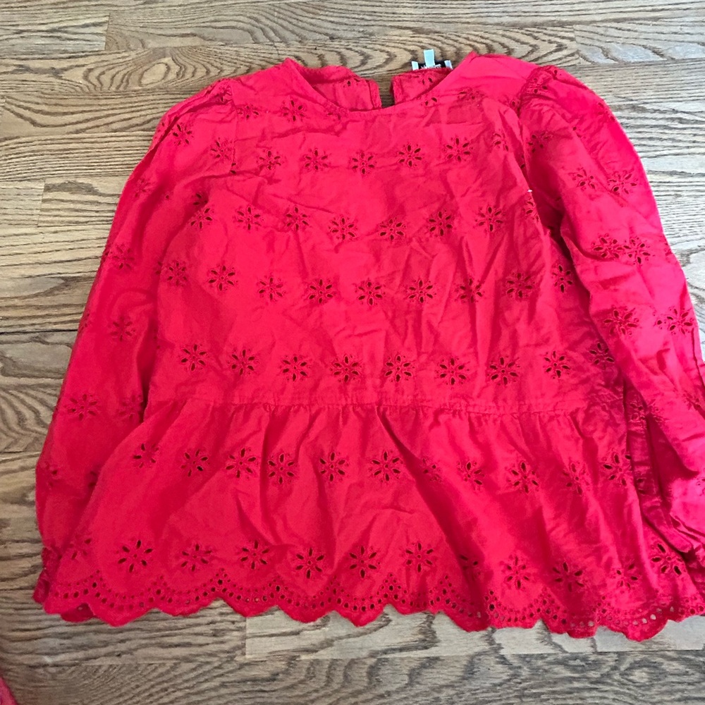 Madewell Vibrant Red Eyelet Blouse